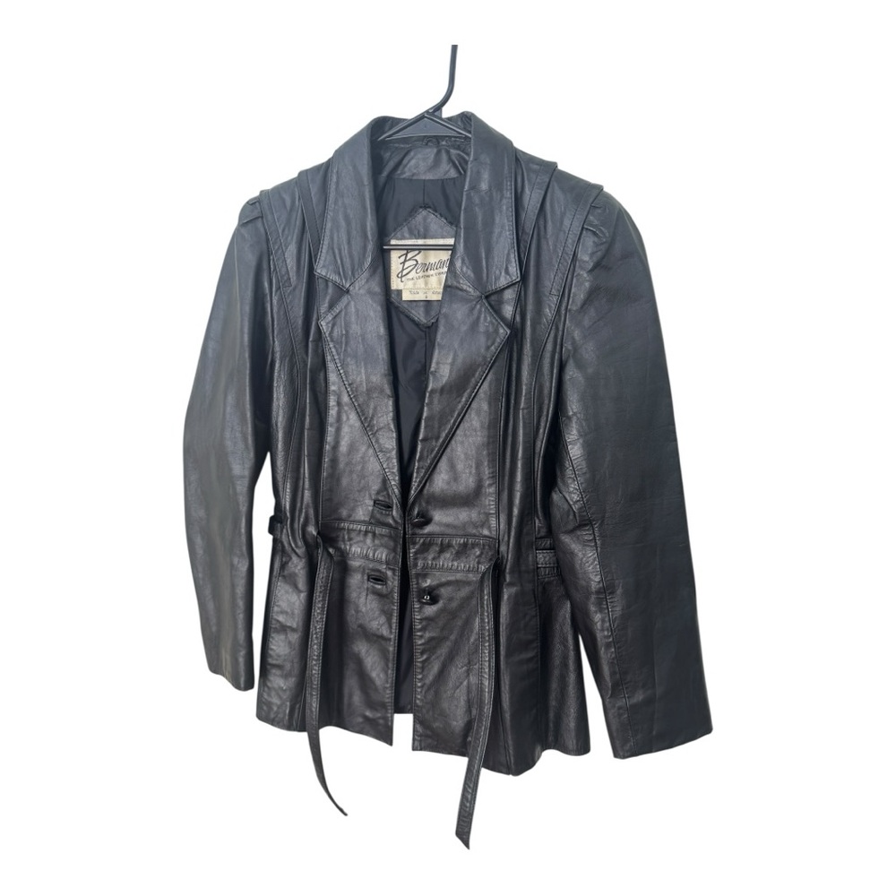Vintage Classic  Bermans Leather Jacket Women’s Size 6 Black Fashion All Season - Picture 3 of 10